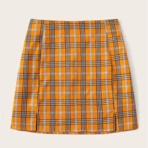 SHEIN Orange and Blue Plaid Skirt